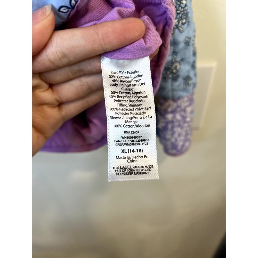 Girls Patchwork Quilted Jacket Cottagecore Floral Spring Jacket XL 14-16 - Picture 6 of 6